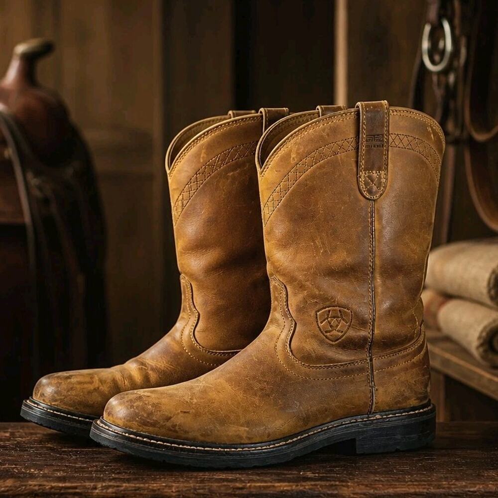 Ariat Men's Sierra 10004986 Western Brown Leather Work Cowboy Boots 13D *READ*